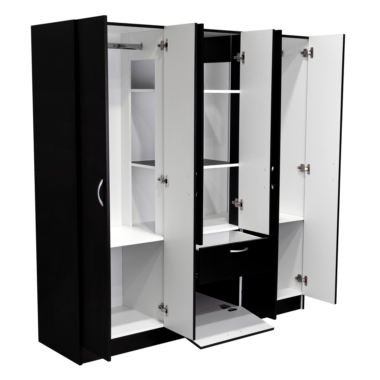 Six Doors Armoire Maya, Bedroom, Black / White