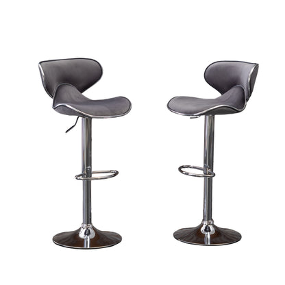 Masaccio Velvet Upholstered Adjustable Swivel Barstool, Set of 2, Gray