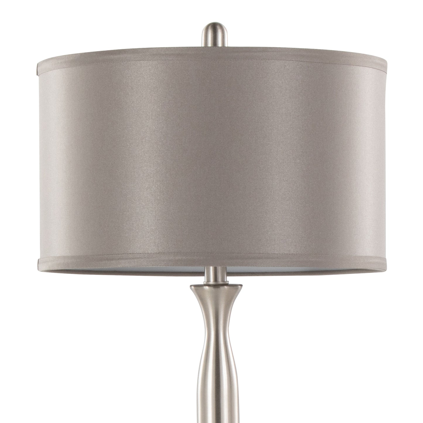 Joan 30" Contemporary Metal Table Lamp in Brushed Nickel with Grey Satin Shade from Grandview Gallery by LumiSource - Set of 2