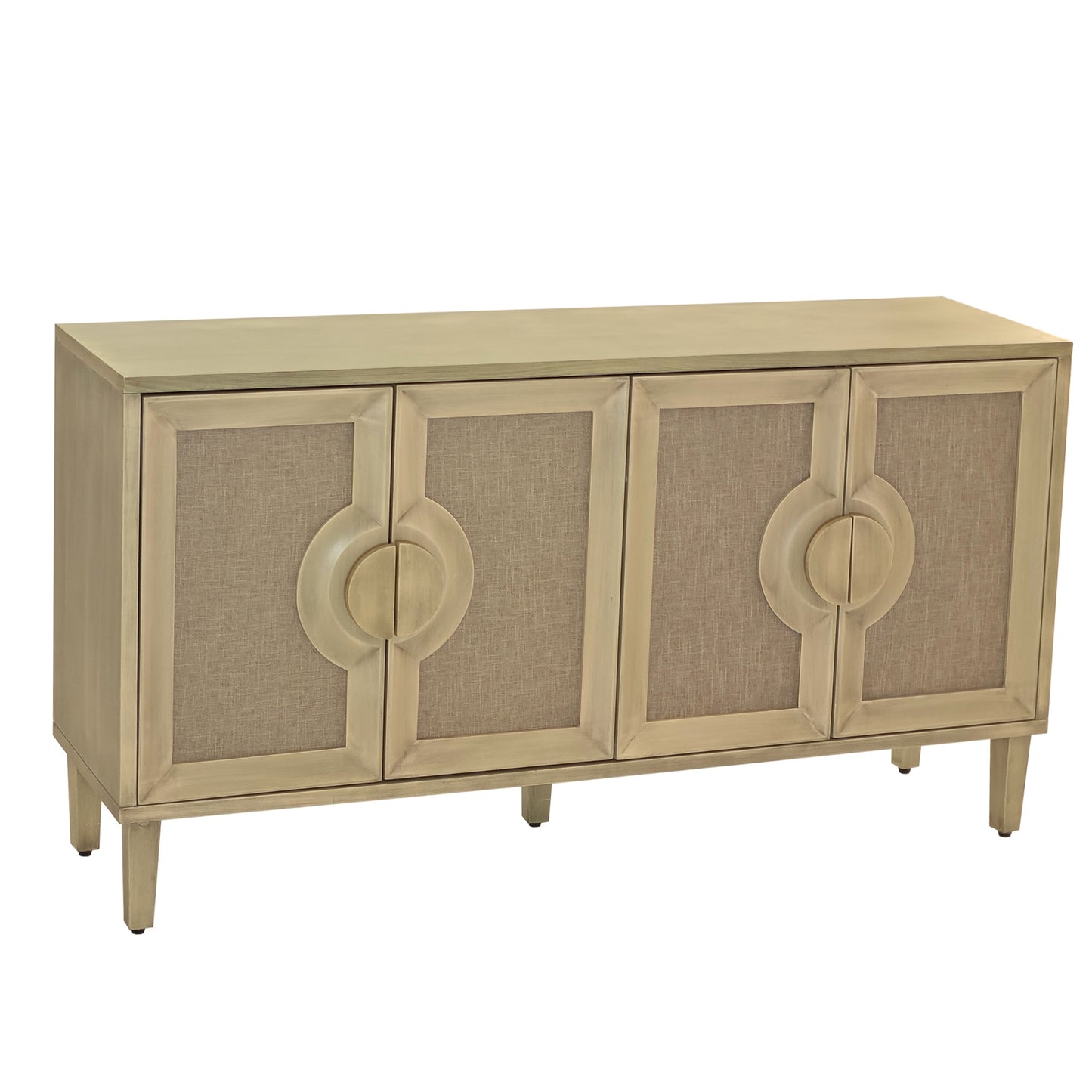 59.84"Elegant Vintage 4-Door Cabinet with Linen Decorated Doors,for Bedroom,Living Room,Office,Easy Assembly