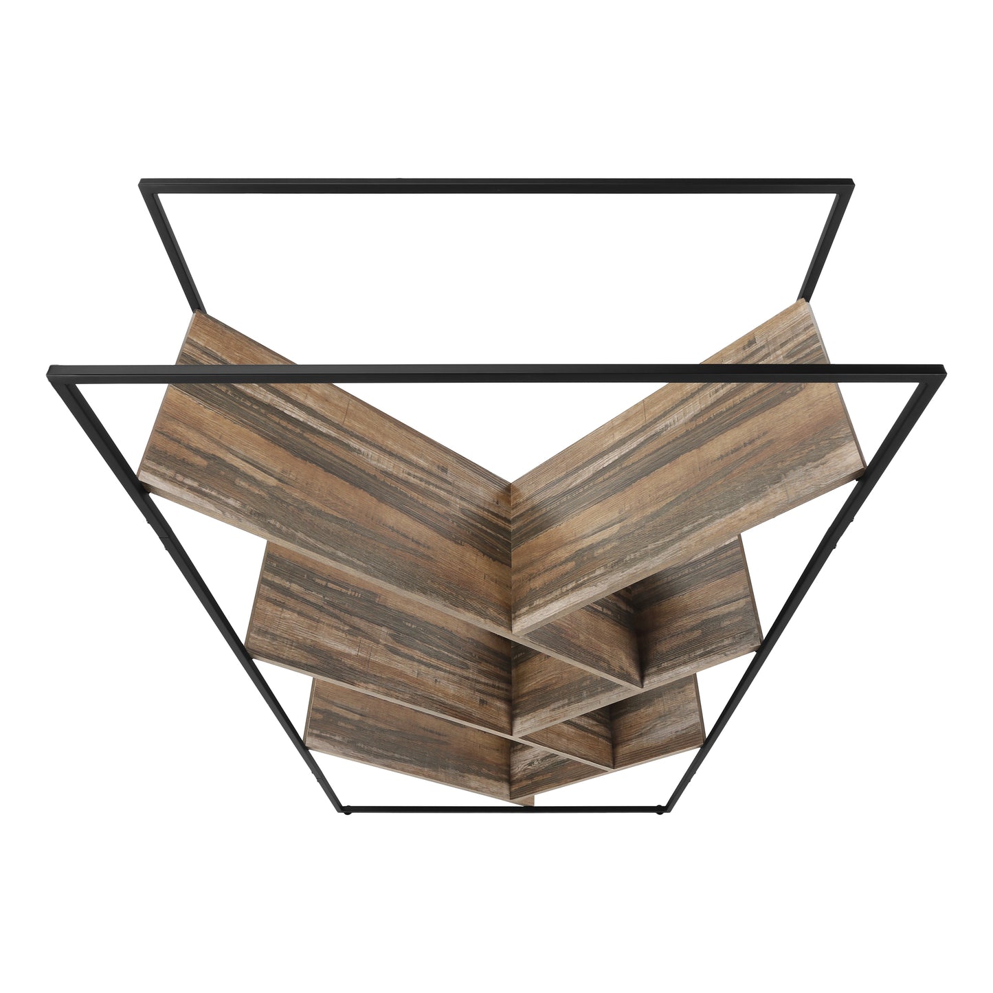 Bookshelf, Bookcase, Etagere, 3 Tier, 60"h, Office, Bedroom, Black Laminate, Black Metal, Contemporary, Modern