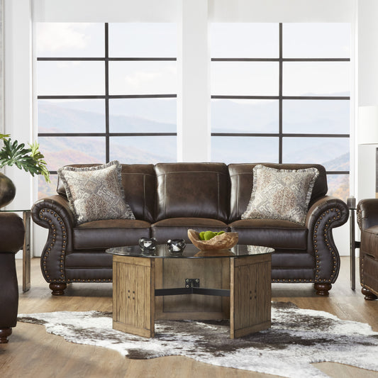 Leinster Faux Leather Upholstered Nailhead Sofa