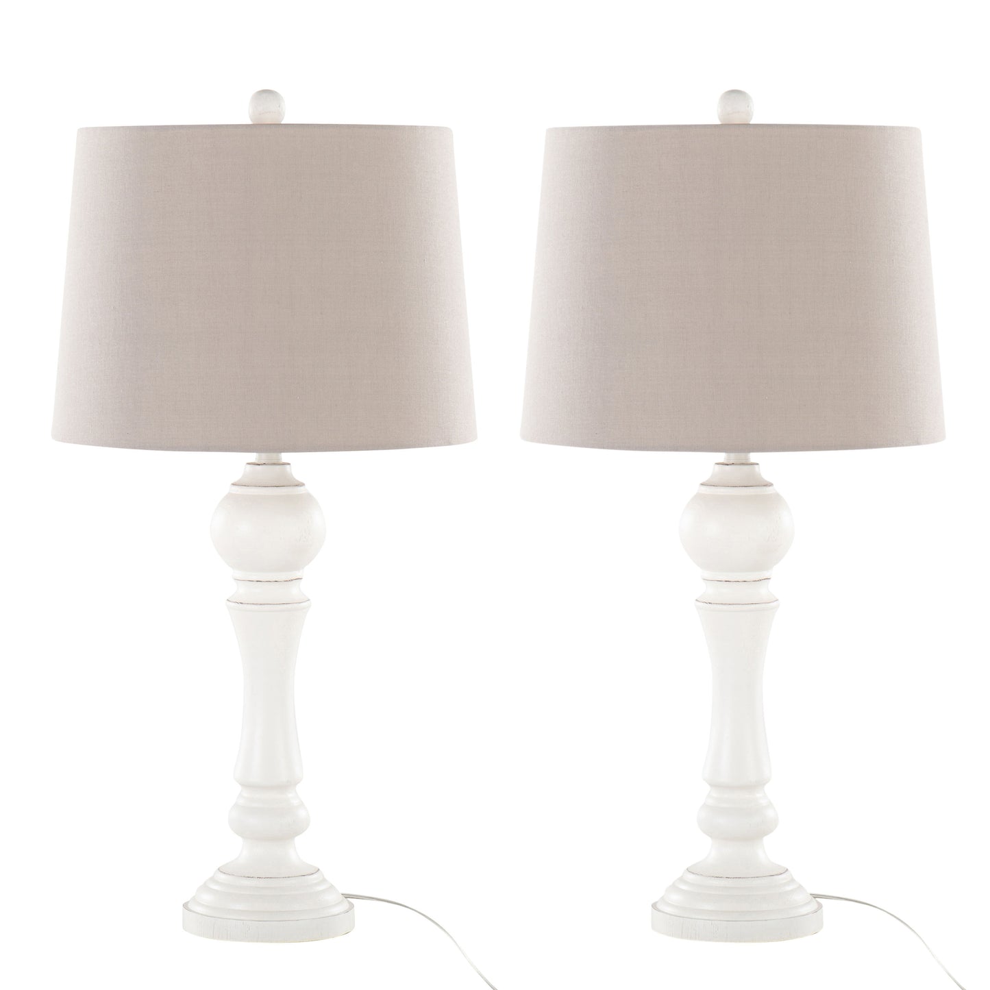 Winston 32" Farmhouse Poly Table Lamp in Distressed Off-White Poly with Light Grey Linen Shade from Grandview Gallery by LumiSource - Set of 2