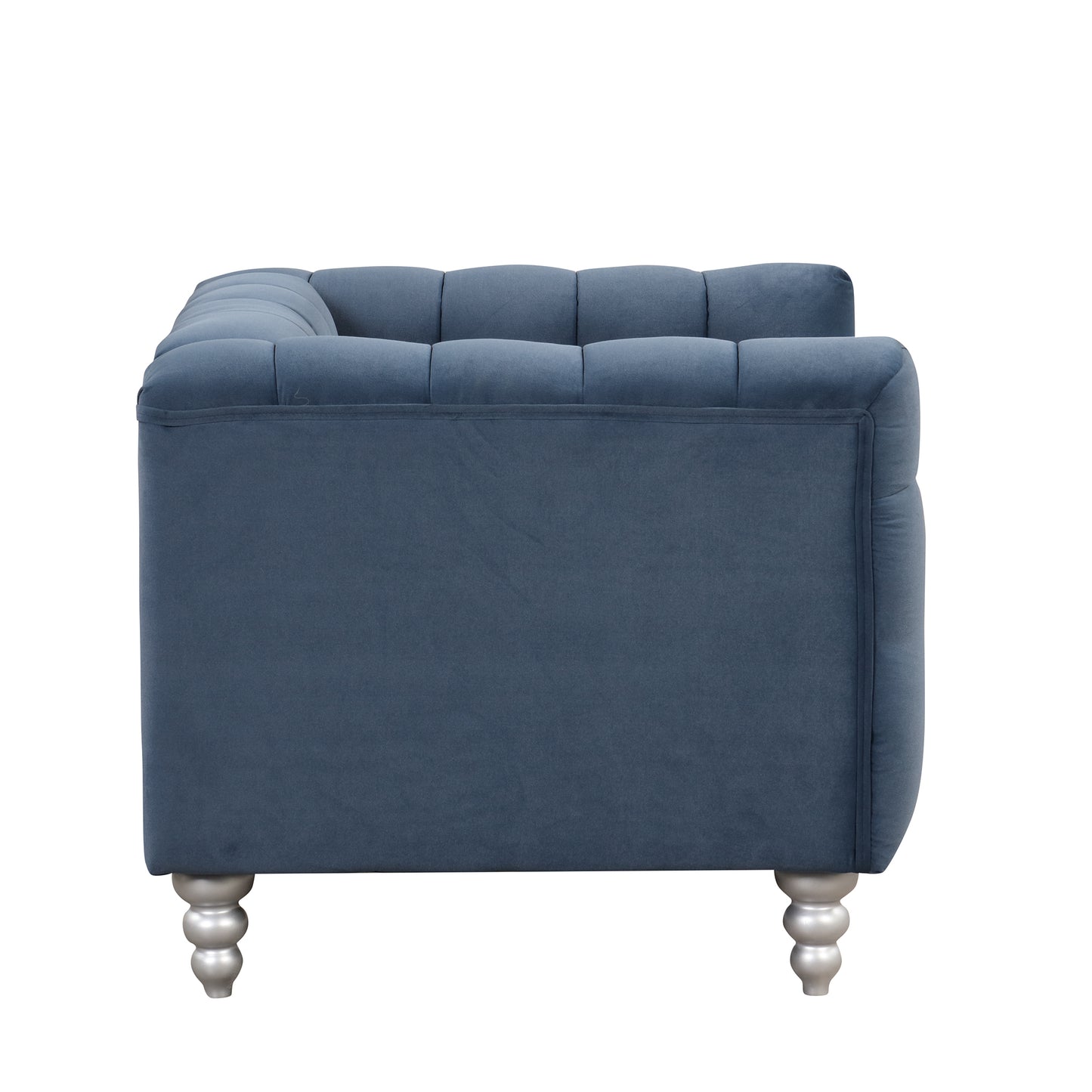 42" Modern Sofa Dutch Fluff Upholstered sofa with solid wood legs, buttoned tufted backrest,blue