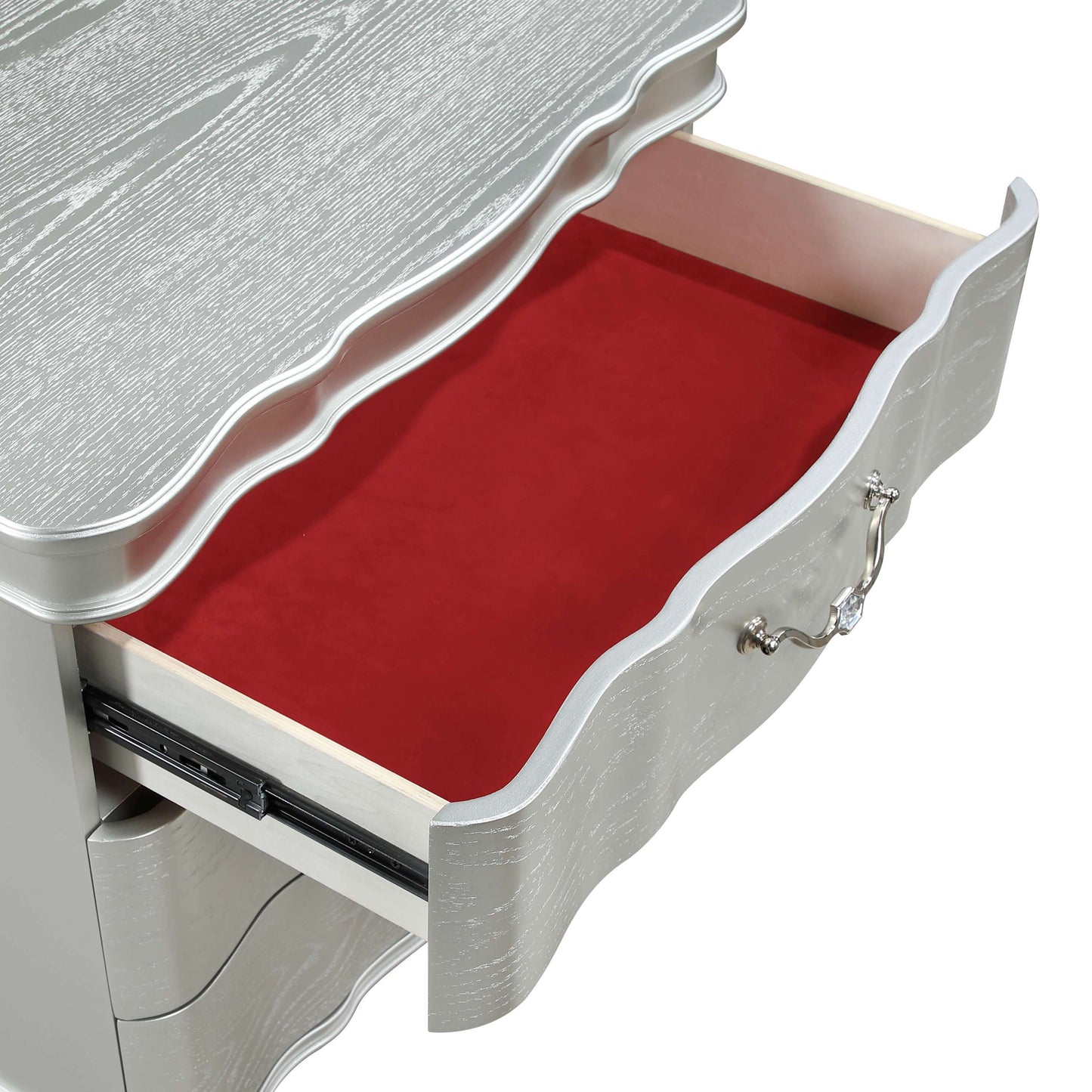 Landmark Traditional Style 3-Drawer Night stand With metal drawer pulls Made with Wood in Silver