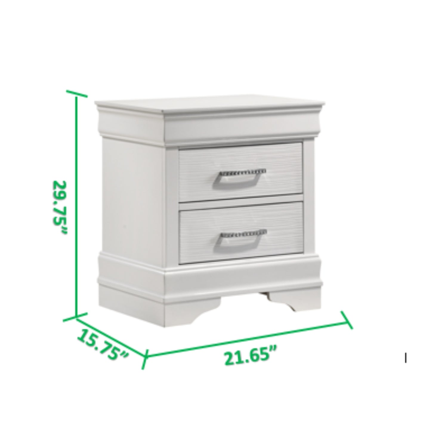 Modern Style 2-Drawer Nightstand made with Wood in White
