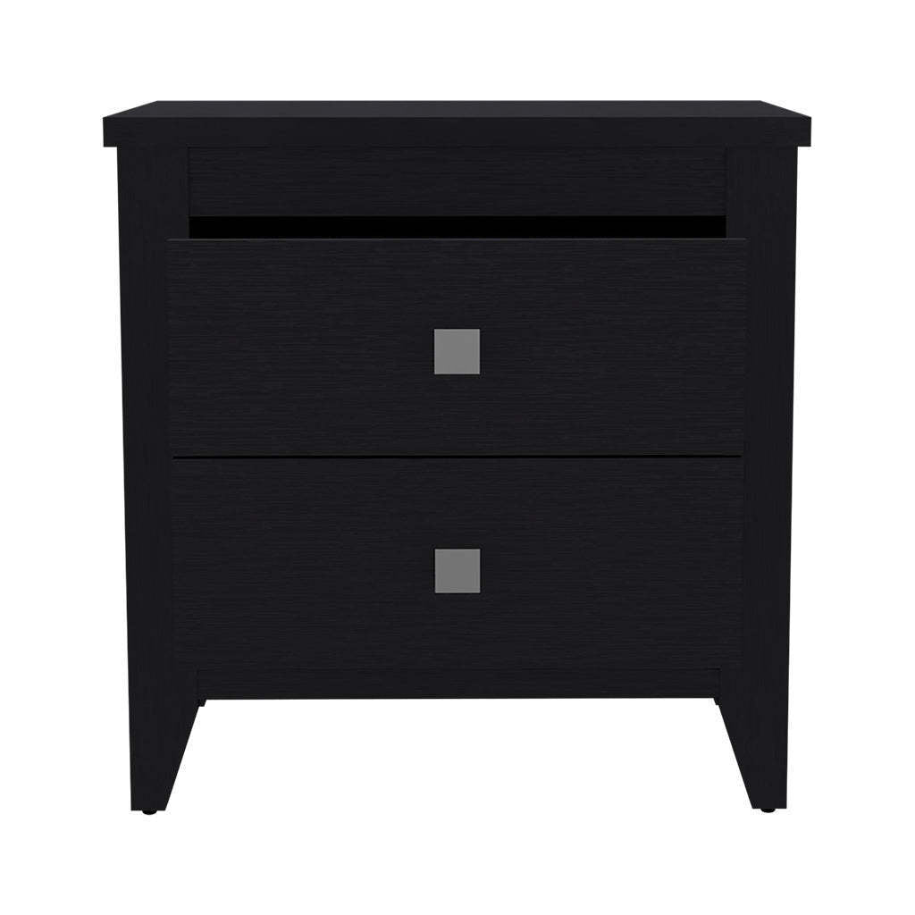 Nightstand 24"H, Two Drawers, Four Legs, Superior Top, Black