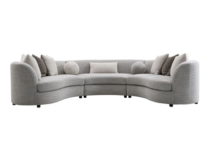 Ivria Gray Boucle Sectional Sofa W/9 Pillows