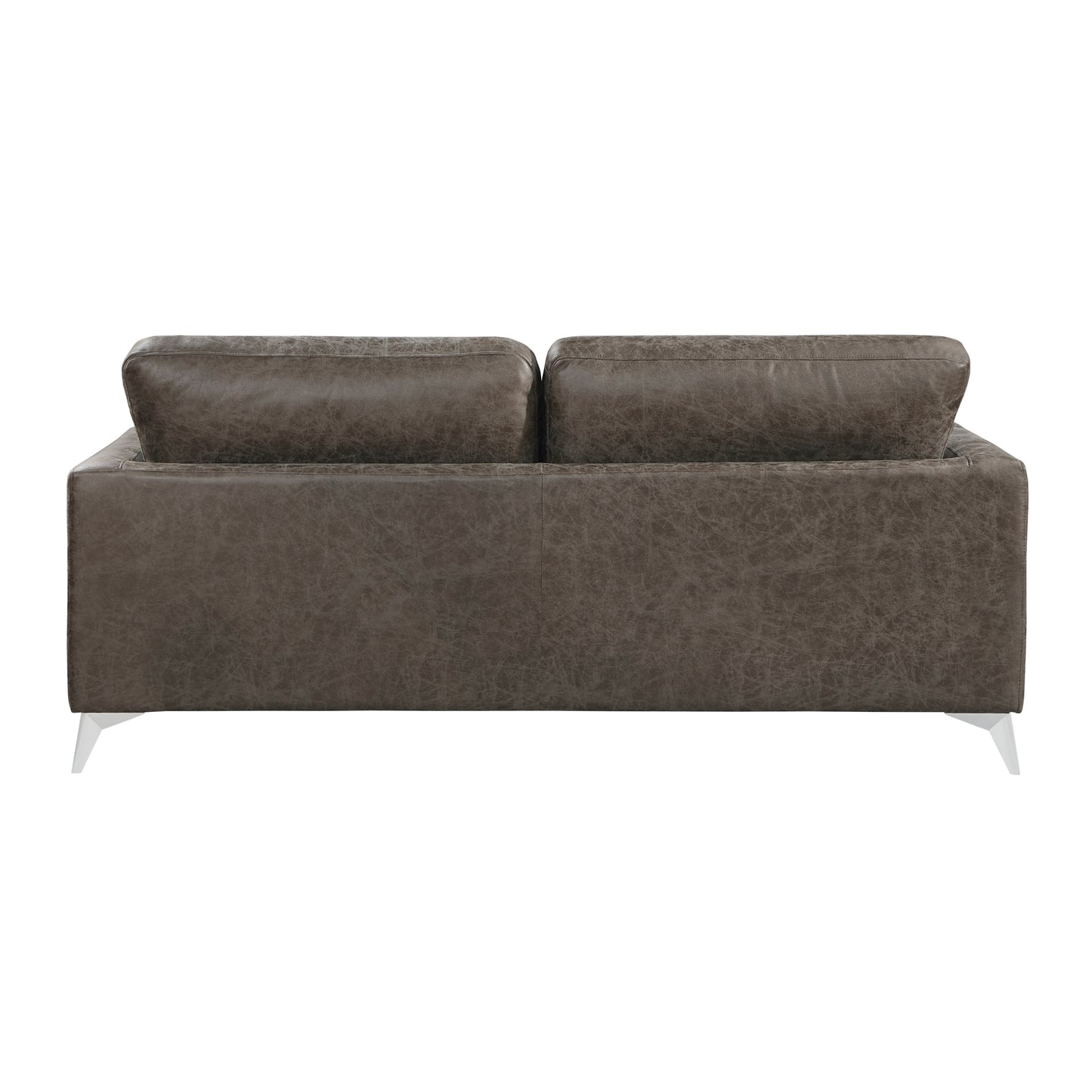 Elegant Modern Style 2pc Sofa Set Brownish Gray Polished Microfiber Upholstery Sofa Loveseat Set Solid Wood Living Room Furniture Silver Finish Metal Legs