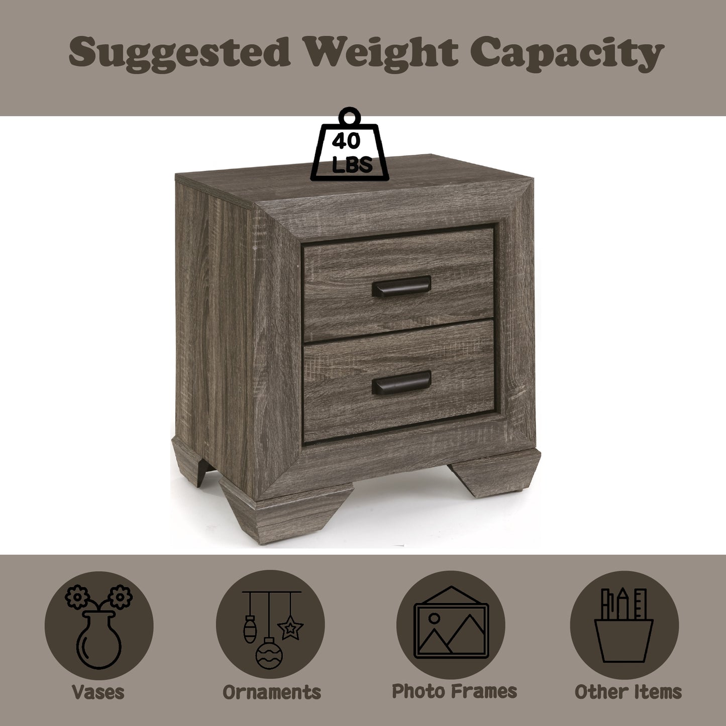 Lyndon Weathered Gray Grain Finish Nightstand