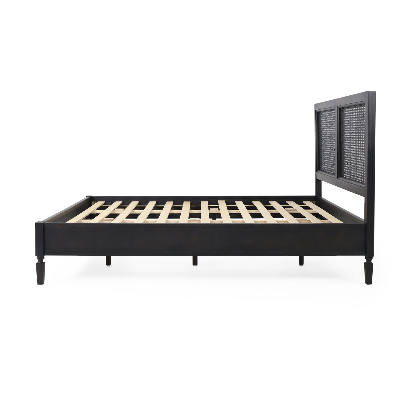 Queen Bed - Acacia Wood and Rattan