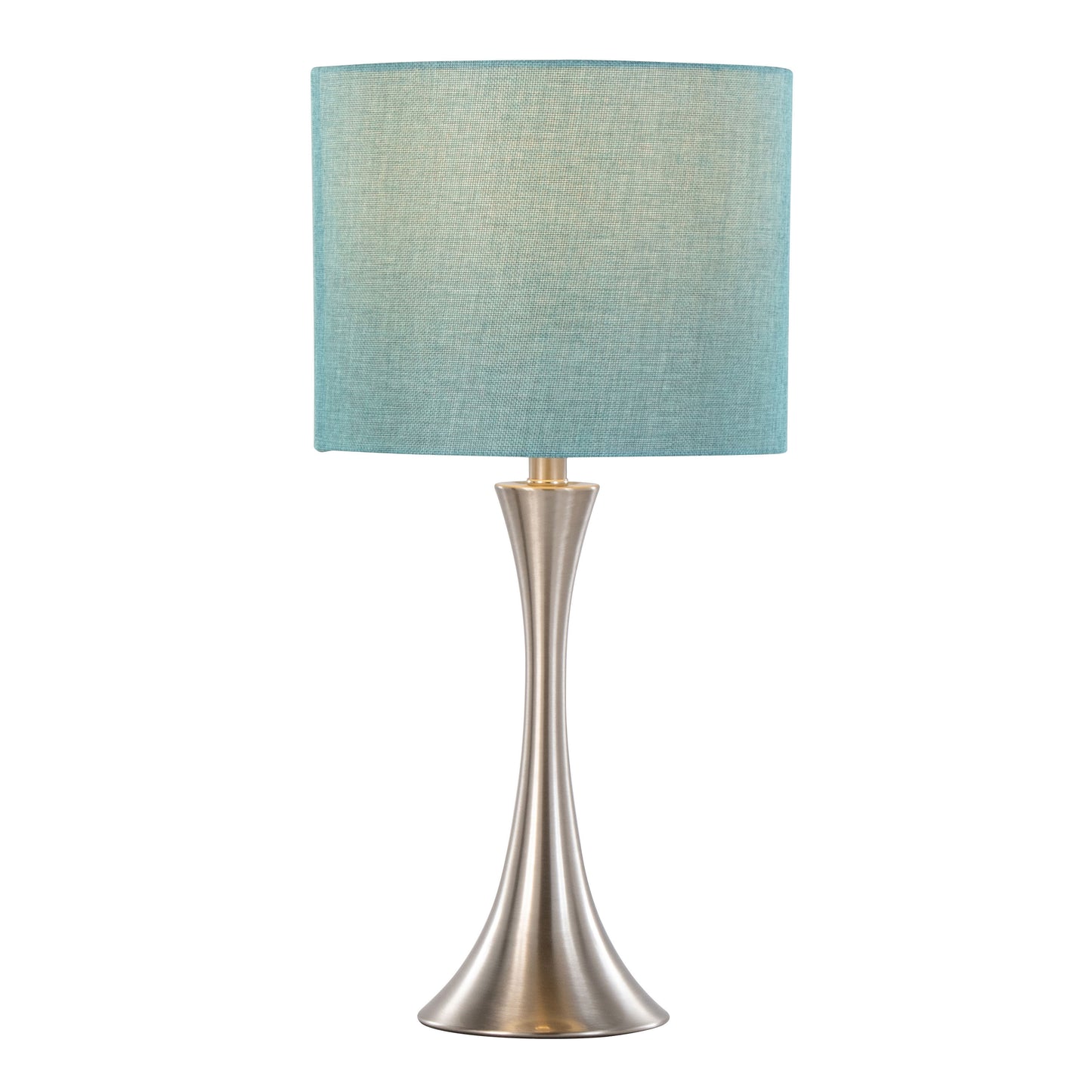 Lenuxe 24" Contemporary Metal Table Lamp in Brushed Nickel with Turquoise Textured Linen Shade from Grandview Gallery by LumiSource - Set of 2