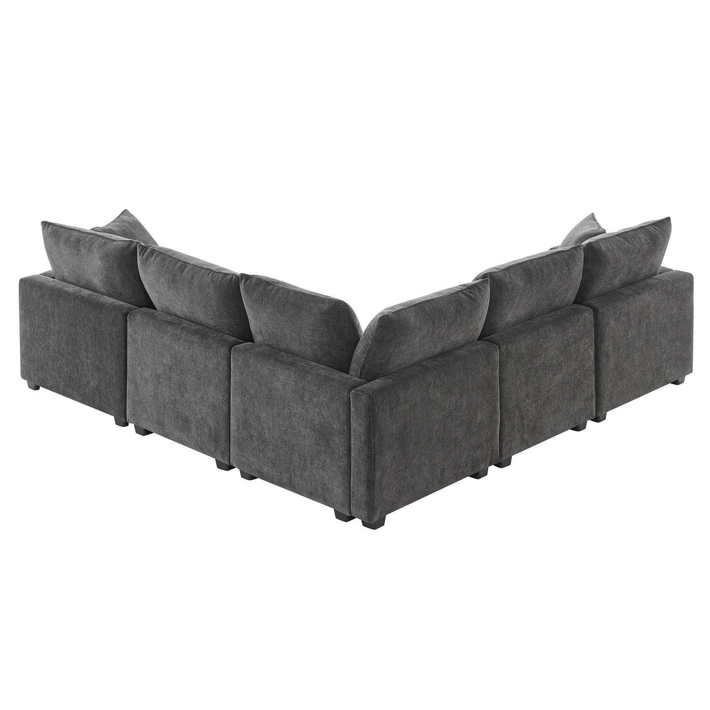 86*86" Modern L Shape Modular Sofa, 5 Seat Chenille Sectional Couch Set with 2 Pillows Included, Freely Combinable Indoor Funiture for Living Room, Apartment, Office, 2 Colors