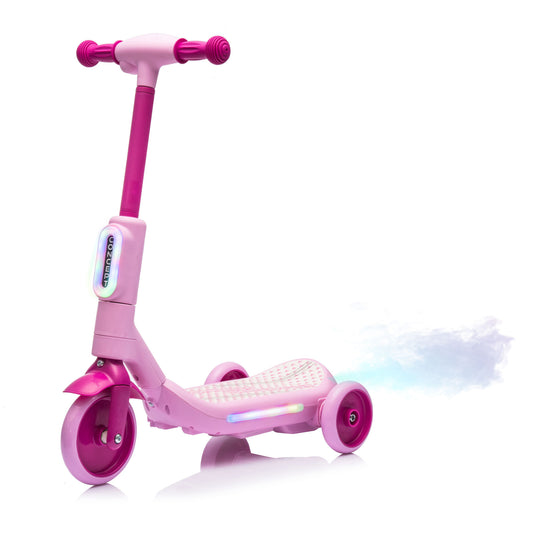 2in1 Kids Ride On Three-Wheel Balance Electric Scooter,Toy for kids,Tail Color Lights W/Spray,Wider Pedal,PU Wheels For Effective Floor Protection,Independent Light Switch With Music,For Kids 3-6