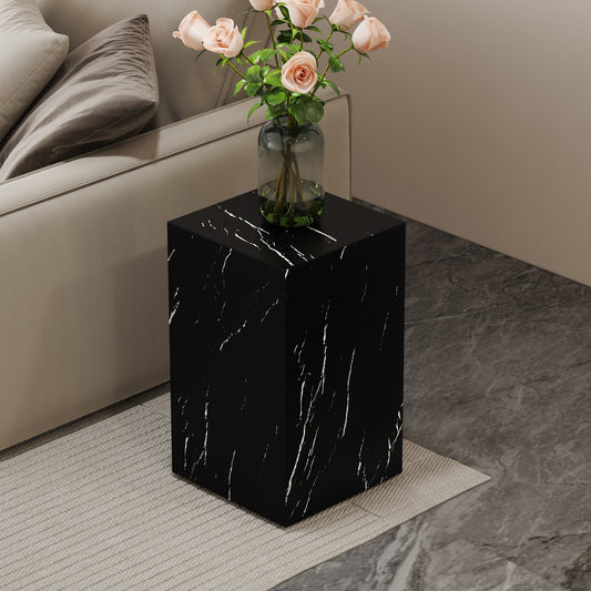 Rectangular Black Marble Texture MDF Coffee Table - Luxurious Design, 11.8*11.8*19.6 Inch, Perfect Living Room Accent