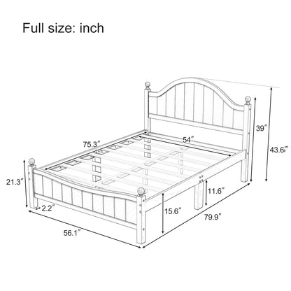 Traditional Concise Style Gray Solid Wood Platform Bed, No Need Box Spring, Full