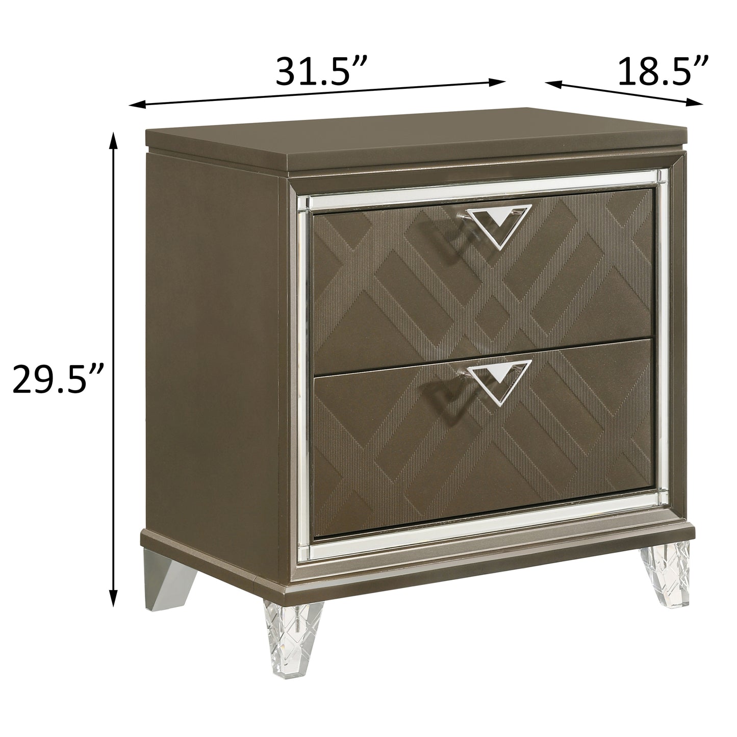 Dark Champagne 2-drawer Nightstand