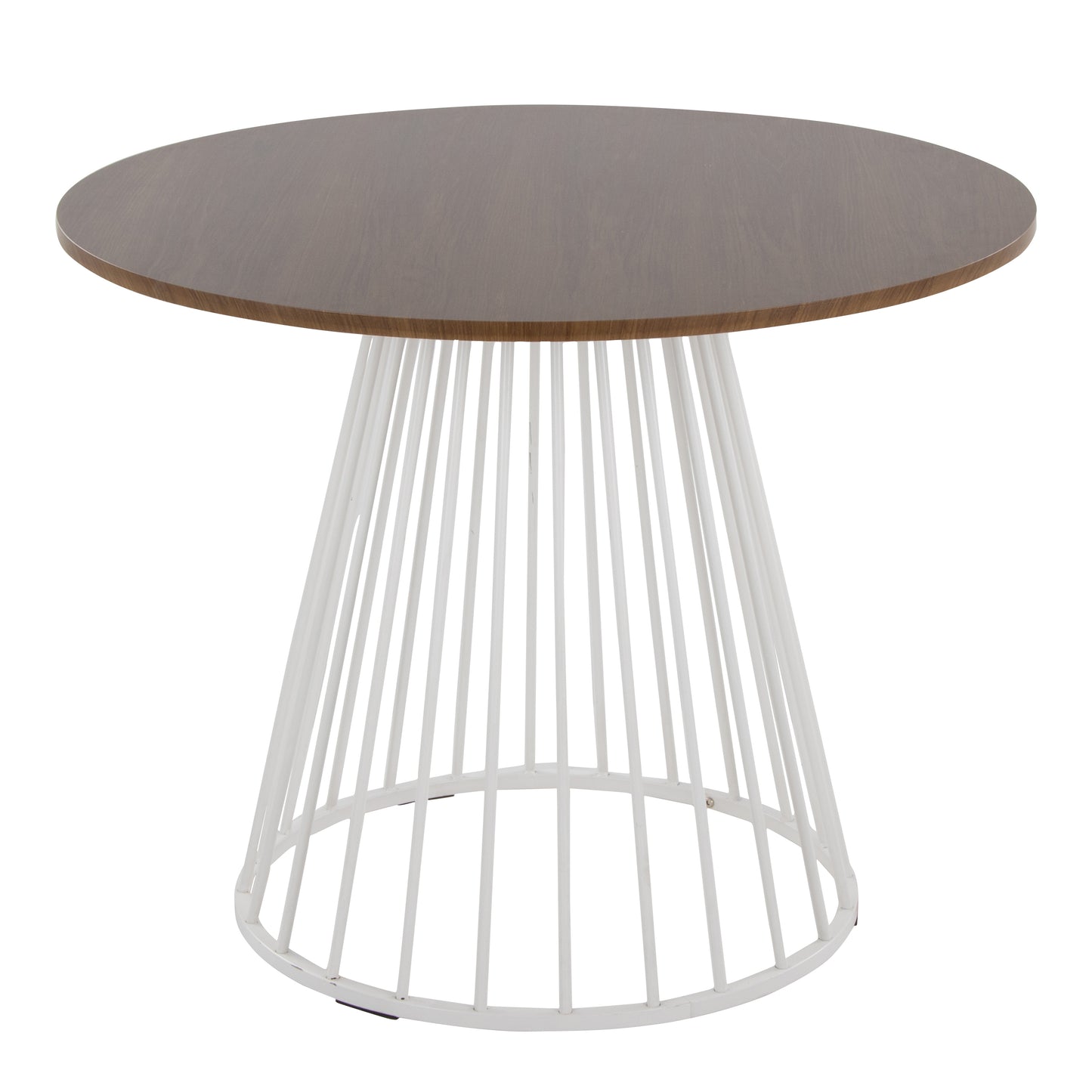 Canary Cosmo Contemporary Dining Table in White Metal and Walnut Wood by LumiSource