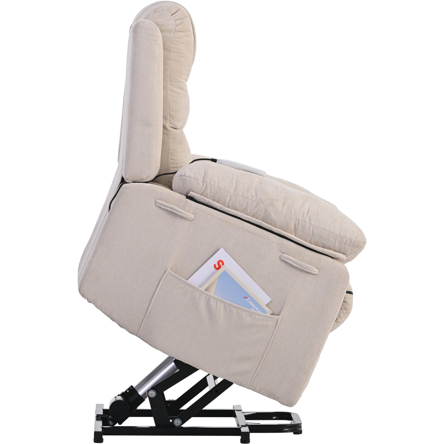 Massage Recliner,Power Lift Chair for Elderly with Adjustable Massage and Heating Function,Recliner Chair with Infinite Position and Side Pocket for Living Room ,Beige