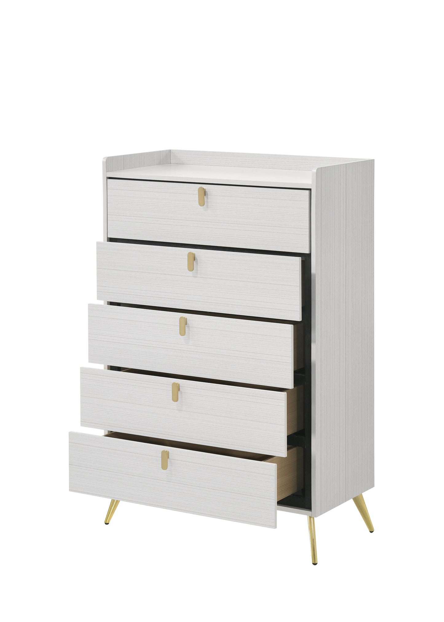 White 5-Drawer Chest with Pull Handles