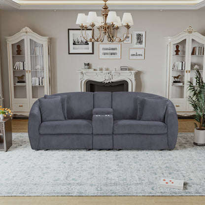 UNITED WE WIN corduroy fabric, two cup holders, storage, oversized two-seat, solid wood frame, high quality sponge filling, curved placement sofa