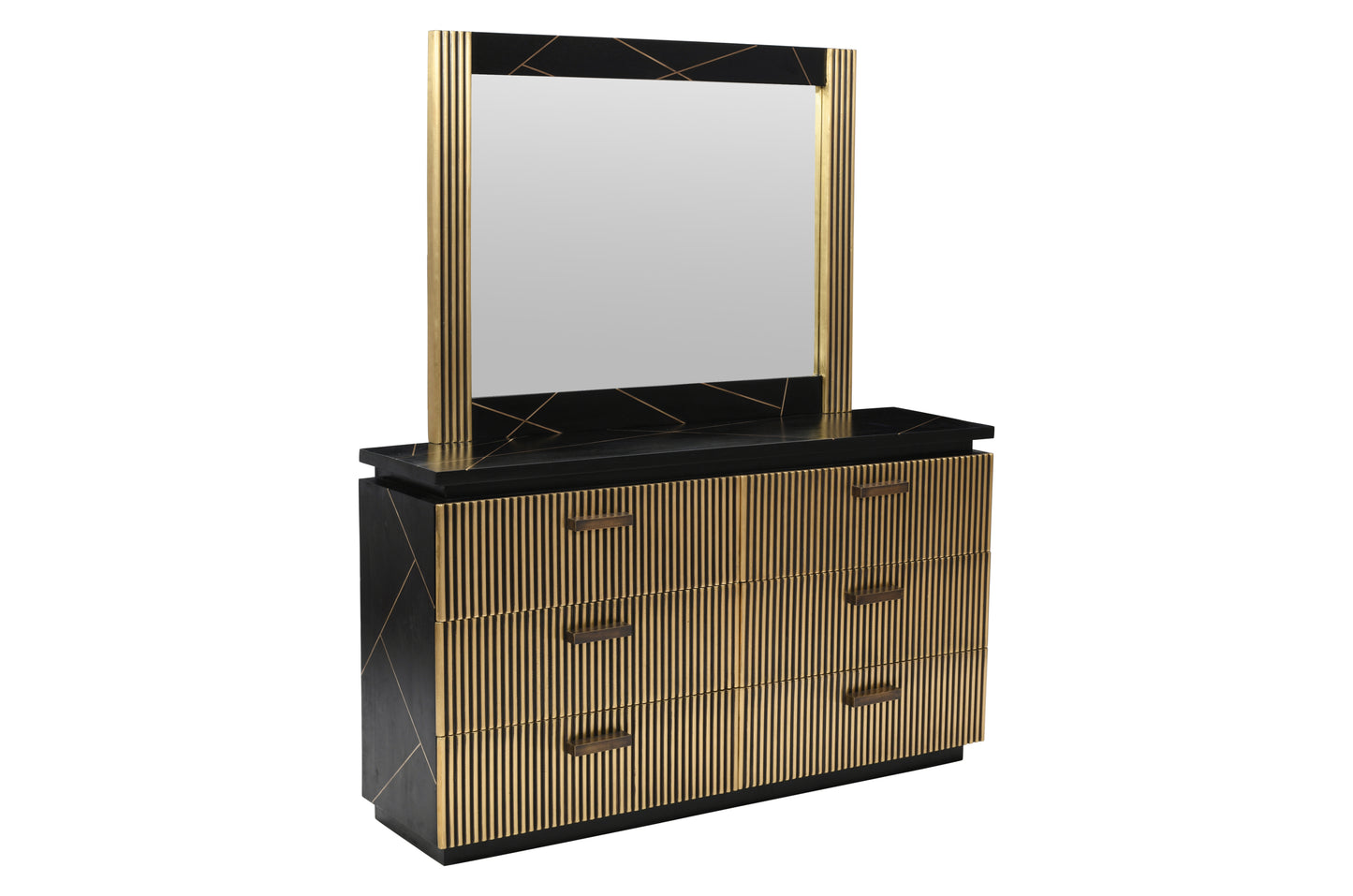 Modern Style 4Pc King Bedroom Set Made With Mango Wood and Finished with Brass Metal