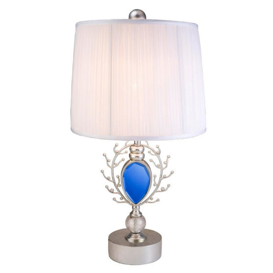 27.75' Tall Polyresin Table Lamp 'Just Dazzle' with Silver finish, White Shade