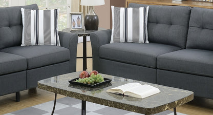 Living Room Furniture 2pc Sofa Set Sofa And Loveseat Charcoal Glossy Polyfiber Plywood Solid pine