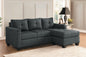 Unique Style Dark Gray Color 1pc Reversible Sofa Chaise Lenin-Like Fabric Upholstered Track Arms Tufted Sectional Sofa