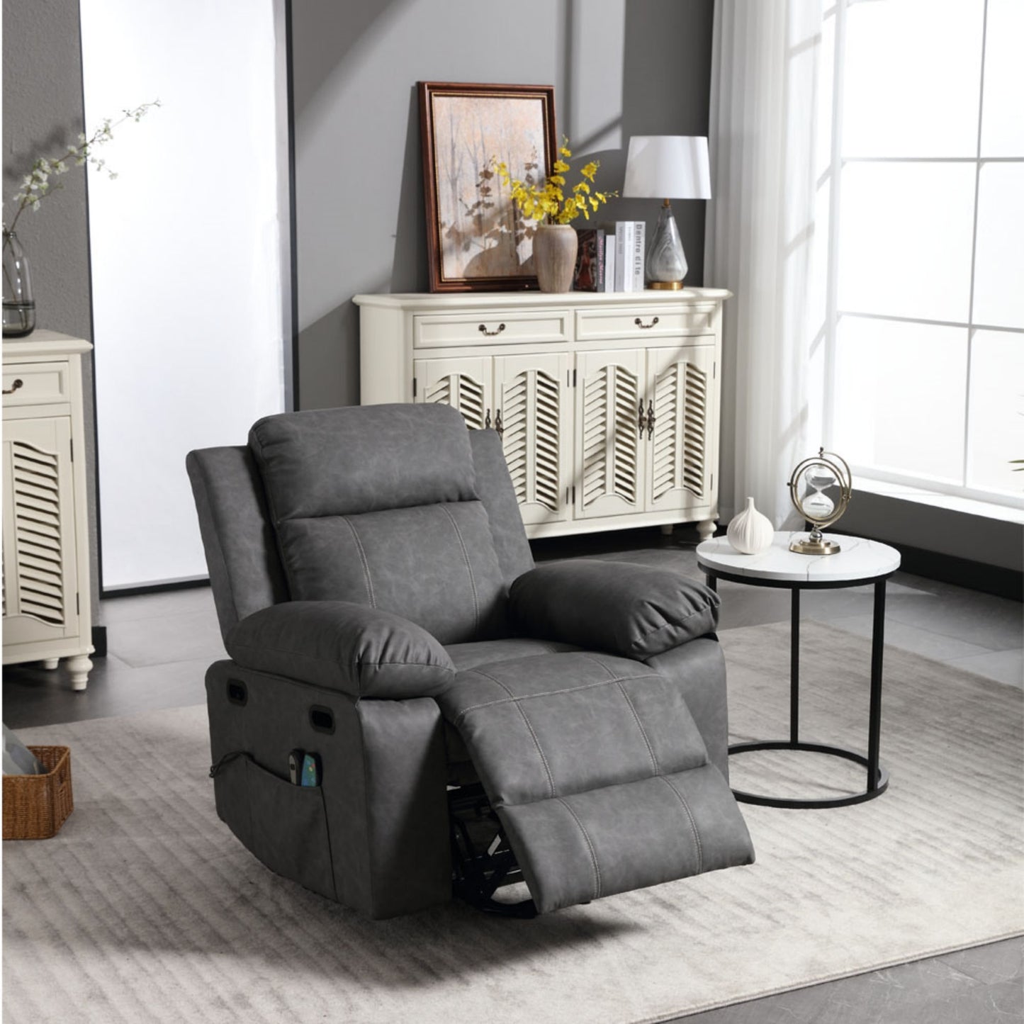 21"seat width,large size Electric Power Lift Recliner Chair Sofa for Elderly, 8 point vibration Massage and lumber heat, Remote Control, Side Pockets and Cup Holders, cozy