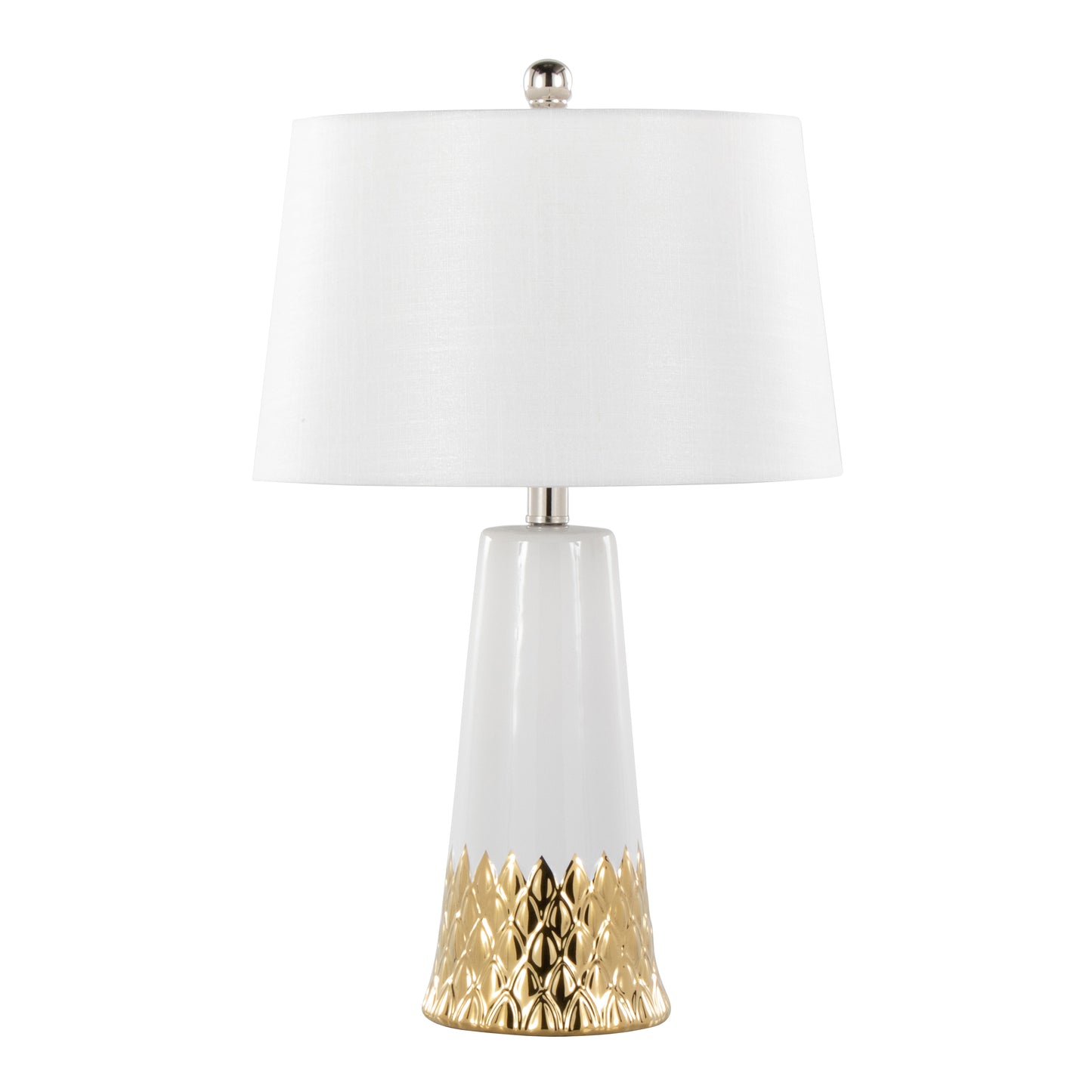 Penelope 22" Contemporary Ceramic Table Lamp with White & Gold Ceramic Body and White Shade by LumiSource