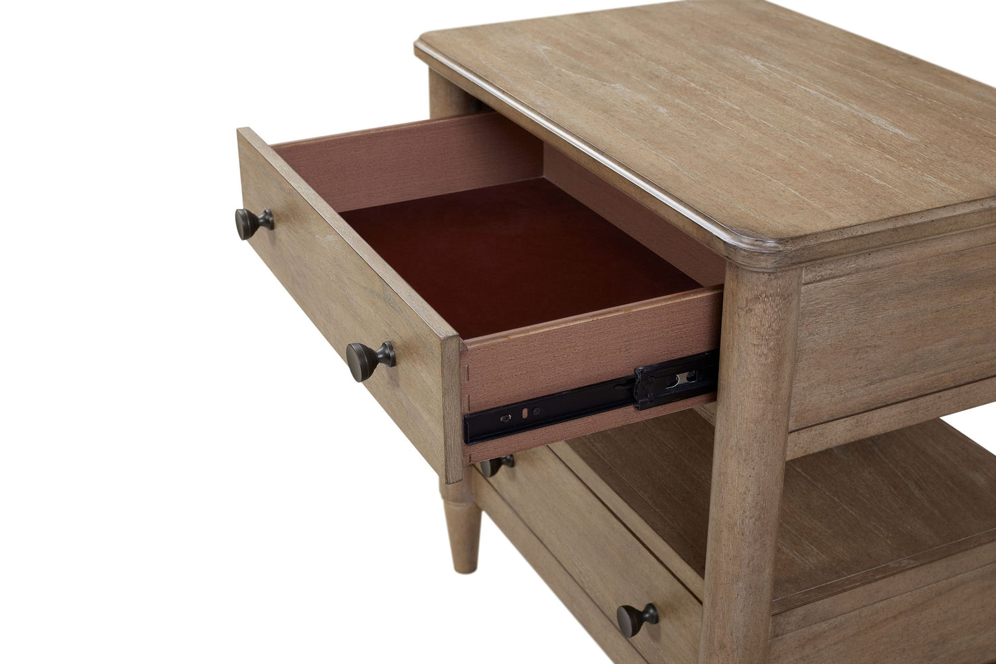 Open Nightstand Sand Finish With 2 Drawers