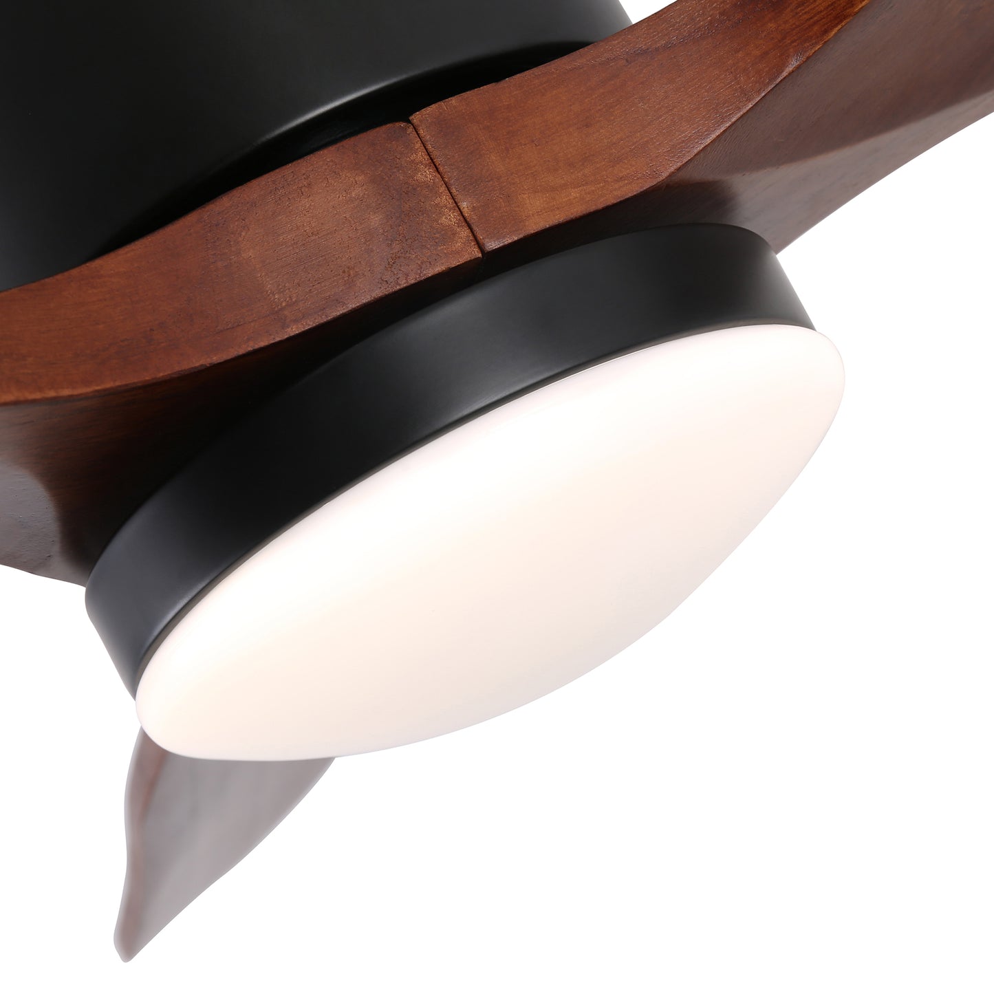 52 In.Intergrated LED Low Profile Ceiling Fan Lighting with Brown Solid Wood Blade