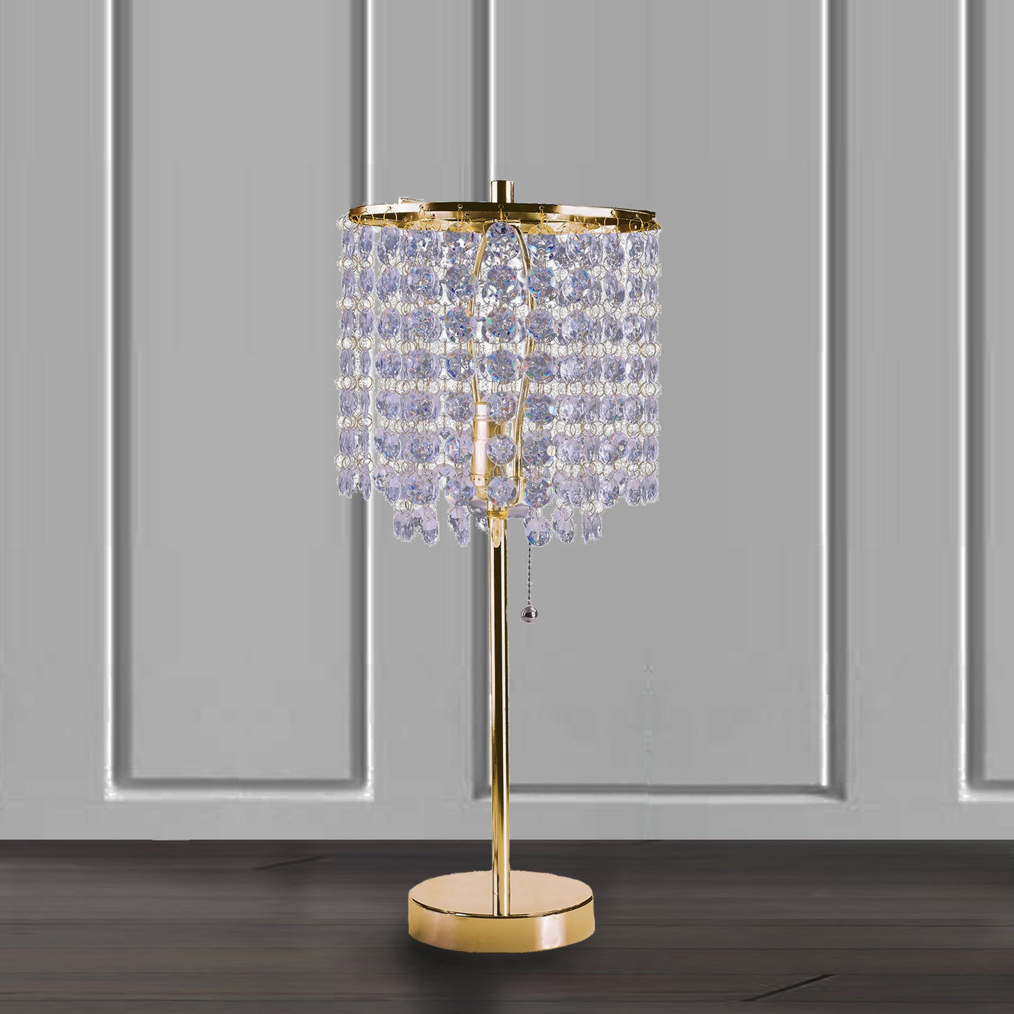 19"H GOLD CRYSTAL INSPIRED PULL TABLE LAMP (1PC/CTN) (0.43/4.22)