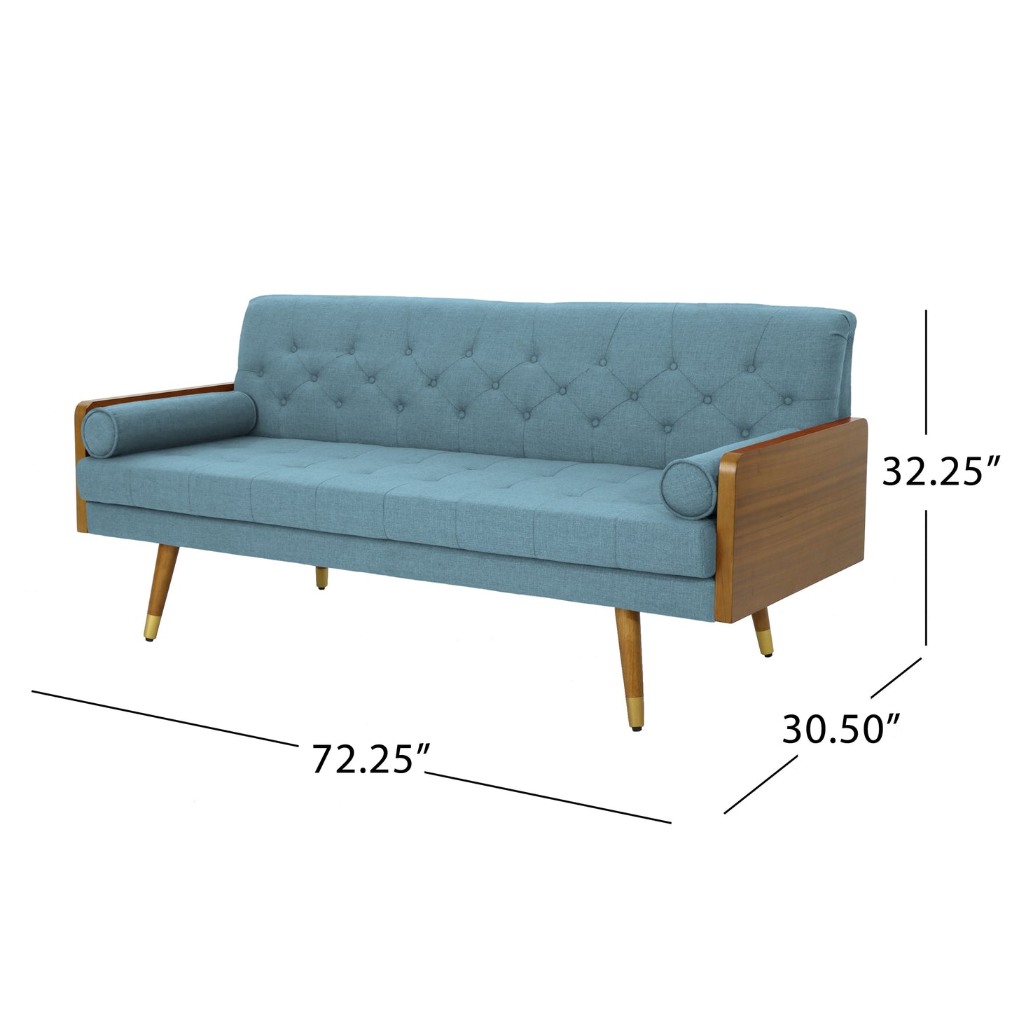 Aidan Mid Century Modern Tufted Fabric Sofa