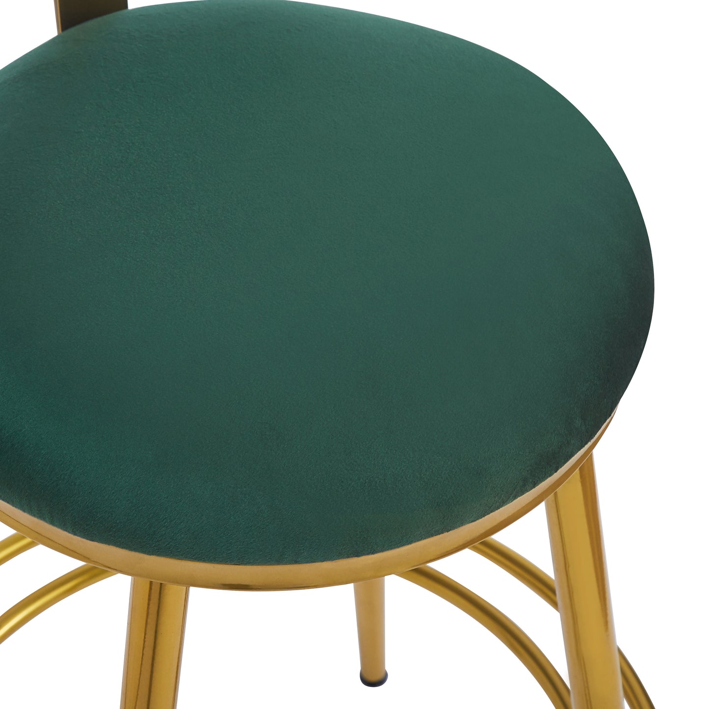 27.65'' Modern Counter Stools Set of 2,Dark green  velvet Counter Stools with iron Frame,Soft back and cushion,Footrest,suitable for Kitchen/Bedroom/Dining Room