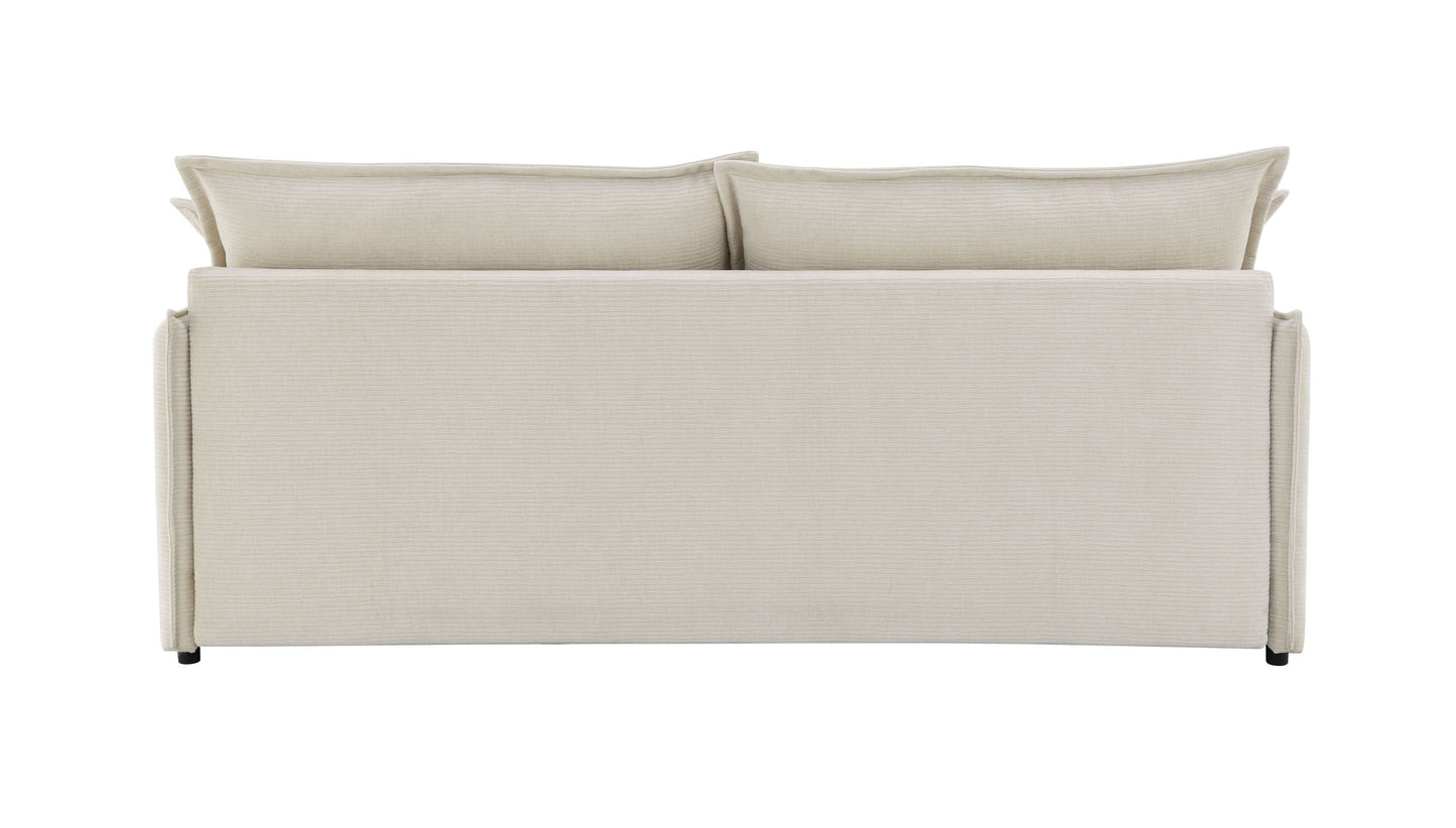 Elisea Beige Fabric Sleeper Sectional Sofa w/ 2 Toss Pillows