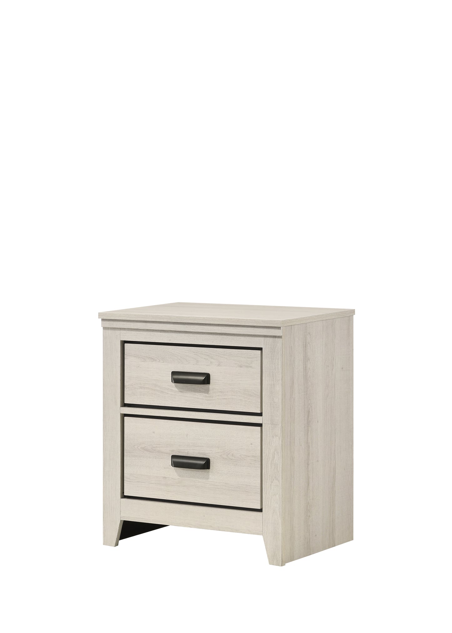 Contemporary 2-Drawer Nightstand End Table Beige White Finish Two Storage Drawers Bedroom Furniture