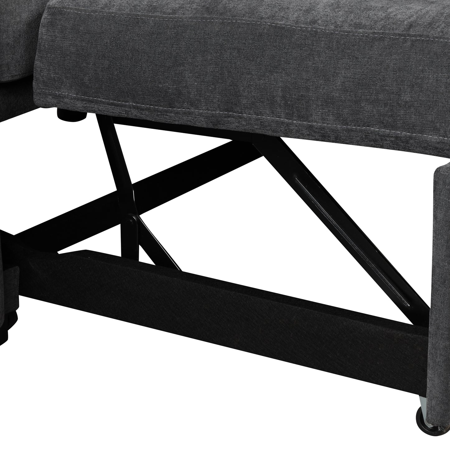 124.8"L-shaped Sofa Convertible Sofa Bed Pull Out Sofa Sleeper with Two Back Pillows, Two USB Ports and Two Power Sockets for Living Room, Gray (Old SKU:SG000890AAE)