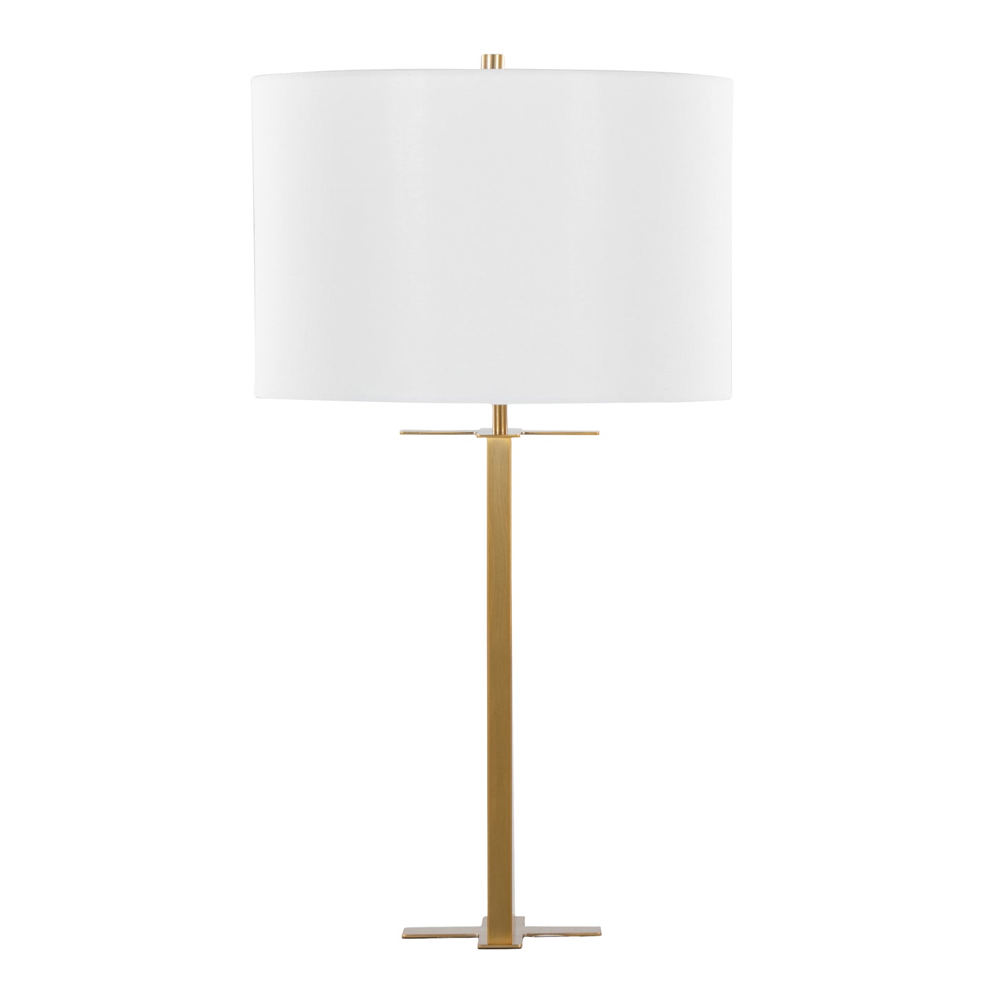 Cosmo 28" Glam Metal Table Lamp in Antique Brass and White Linen by LumiSource