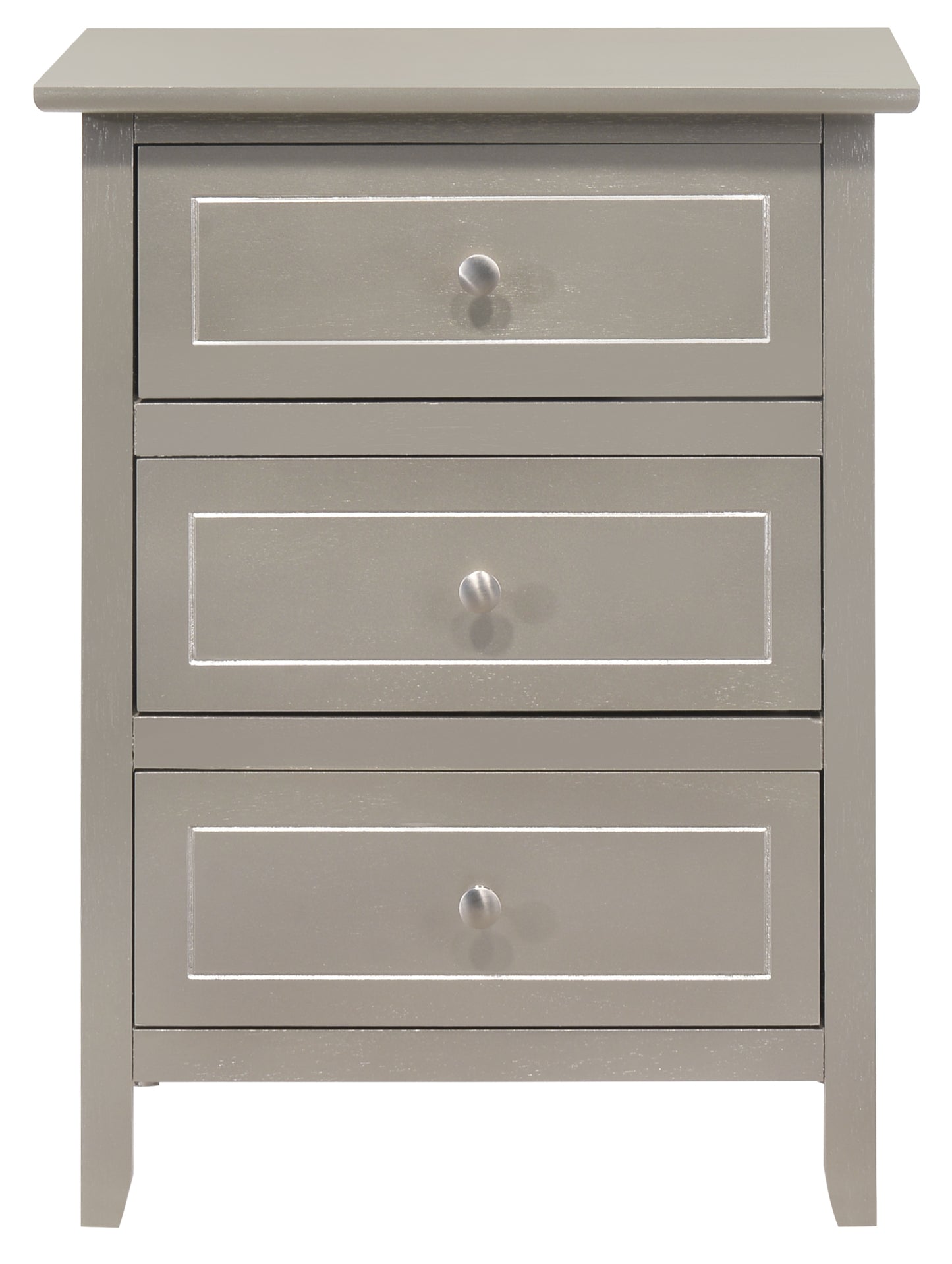 Sleek Contemporary Nightstand In Silver Champagne