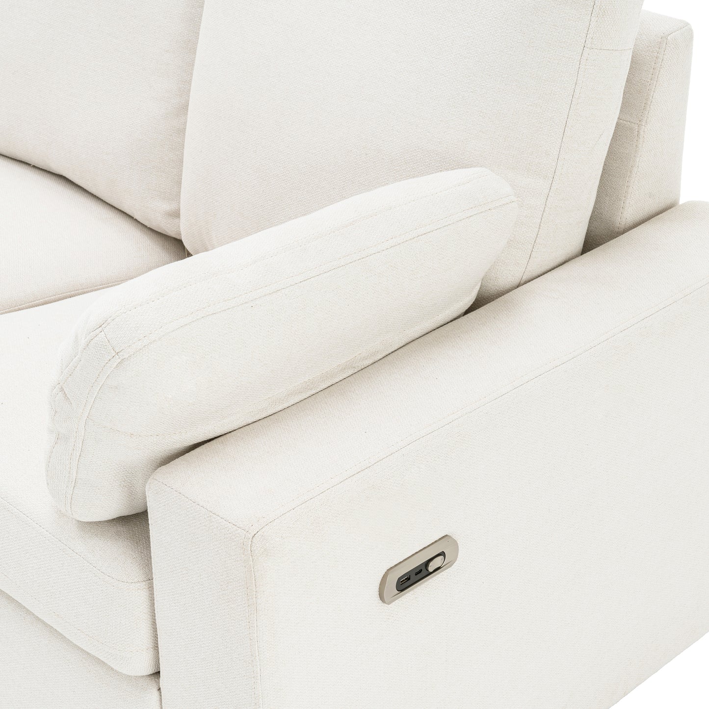 89" Power Recliner Sectional Sofa Home Theater Reclining Sofa with Two USB Ports, Two Storage Drawers for Living Room, Beige