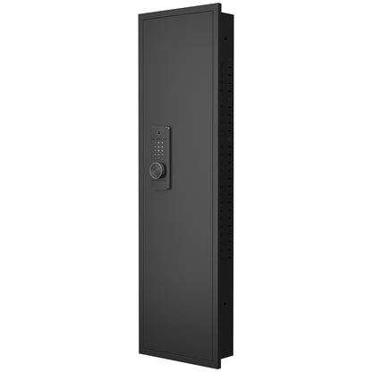 53" Fingerprint Touch Panel In-Wall Safe,Hidden Wall Gun Safe for Rifles with Adjustable Shelves,Assembled Storage Multifunctional Wall Safe for Firearm and Valuables (Black-Fingerprint)