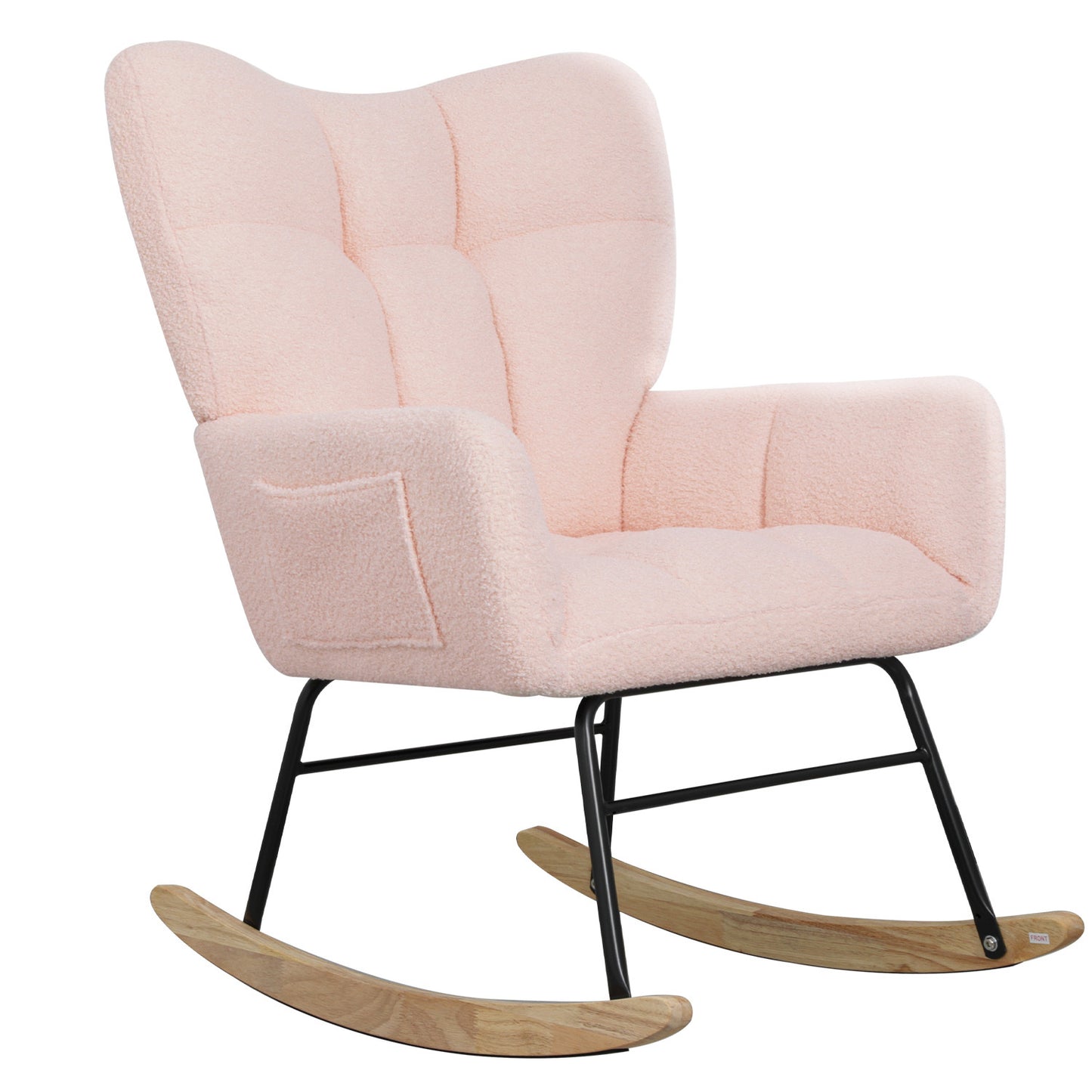 Teddy Fabric Rocking Chair, Modern Rocking Accent Chair for Nursery, Living Room, Bedroom, Pink