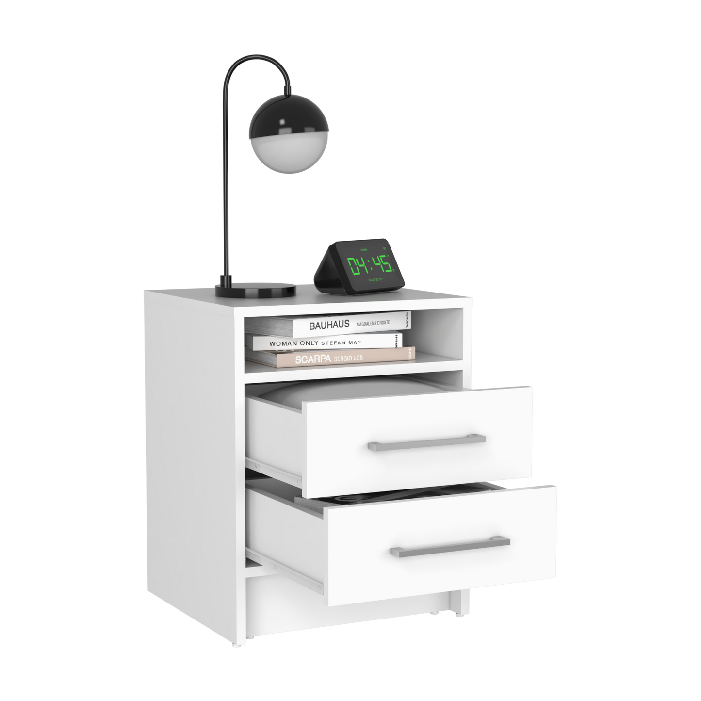 Greter 24"  Two-Drawer Night Stand  With open shelf