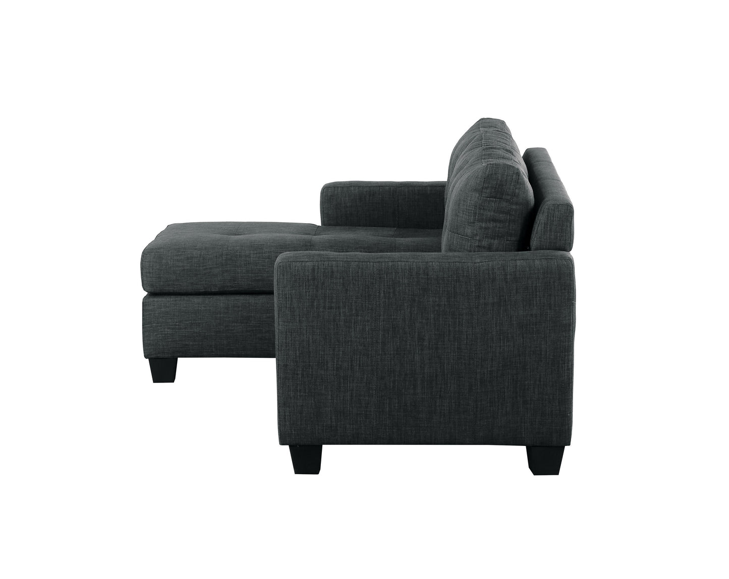 Unique Style Dark Gray Color 1pc Reversible Sofa Chaise Lenin-Like Fabric Upholstered Track Arms Tufted Sectional Sofa