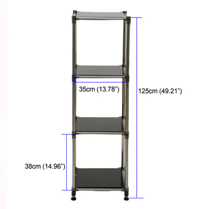 Korean Black 4-Tier Heavy Duty Stainless steel Storage Shelving Unit, 100lbs/shelf (49"H x 14.9"W x 13.7"D) for Indoor/Outdoor Organization , Modular Rack,  Extremely Durabl