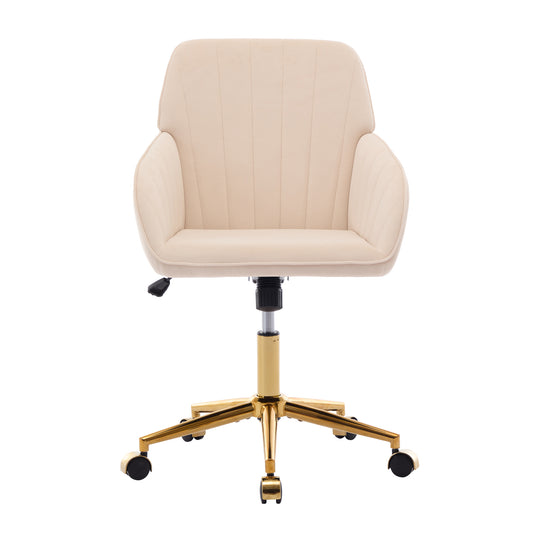 TY Ergonomic Office Chair with Swivel Function, Khaki Velvet, Comfortable for Long Sitting