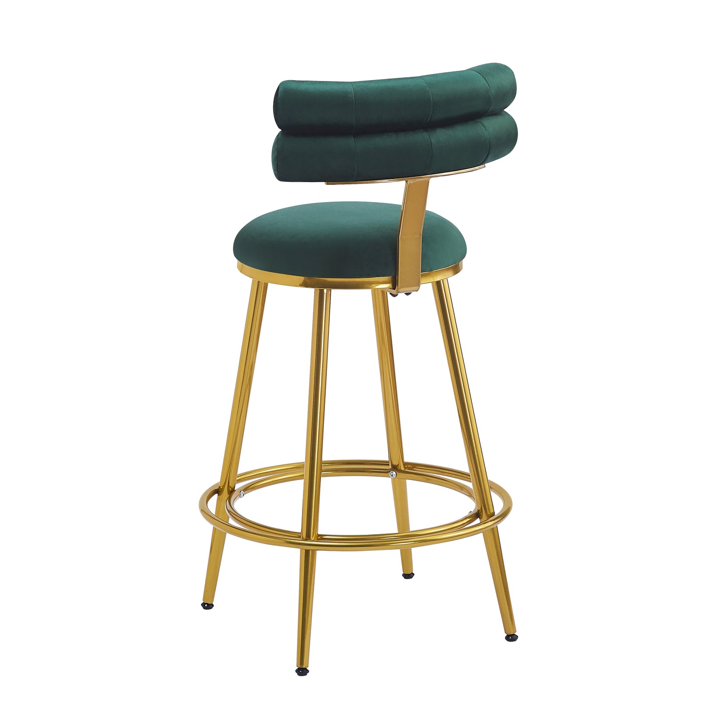 27.65'' Modern Counter Stools Set of 2,Dark green  velvet Counter Stools with iron Frame,Soft back and cushion,Footrest,suitable for Kitchen/Bedroom/Dining Room