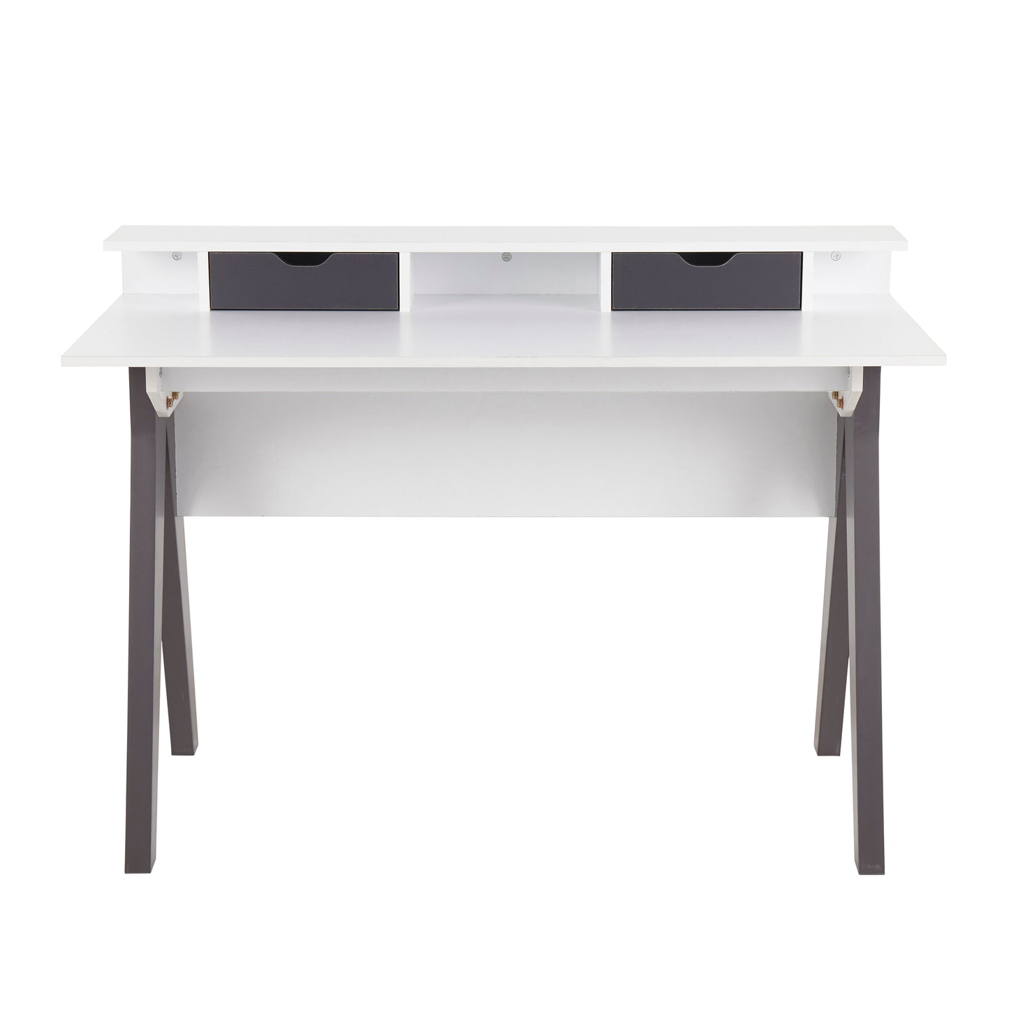 Wishbone Contemporary Desk in Grey and White Wood by LumiSource